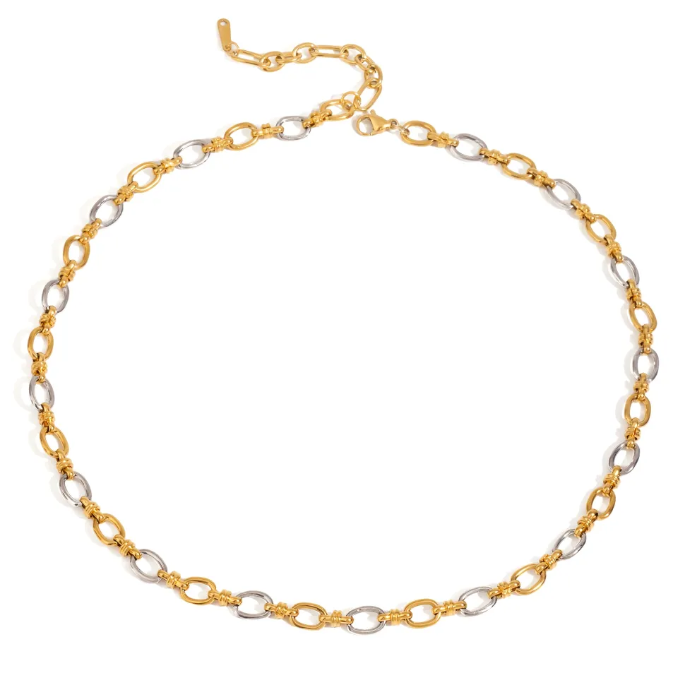 Two Tone Oval Link Necklace